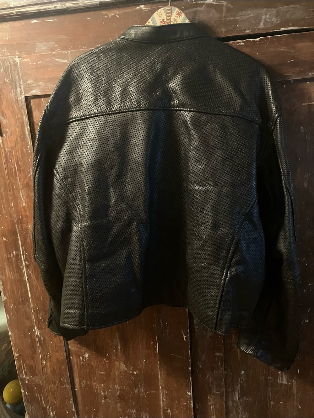 Vanson Black Perforated Leather Bomber Jacket - Picture 4 of 8
